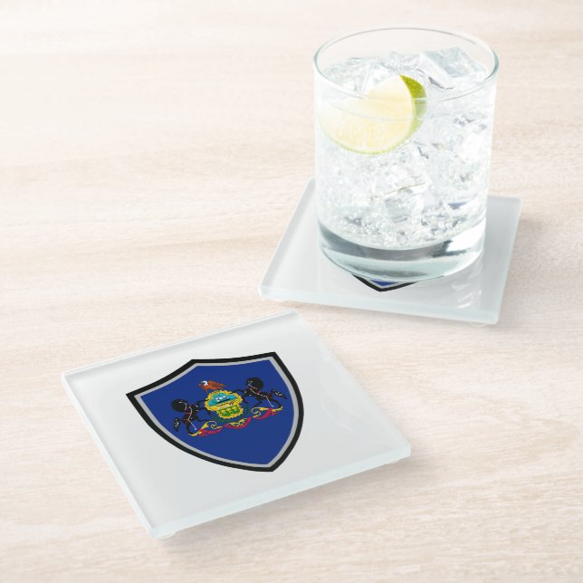 Pennsylvania flag glass coaster (Angled)