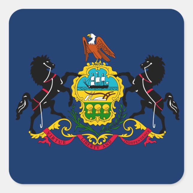 Pennsylvania flag square sticker (Front)