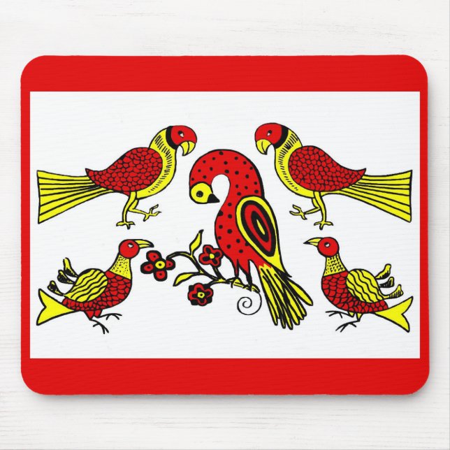 Pennsylvania German folk art birds Mouse Pad (Front)