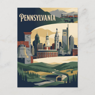 Pennsylvania Historic Landmarks Vintage Poster Postcard