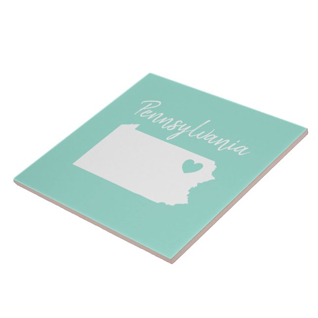 Pennsylvania home state map love heart tile (Side)