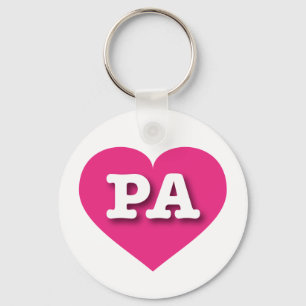 Pennsylvania Hot Pink Heart - I love PA Keychain