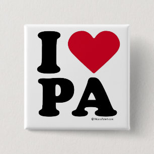 PENNSYLVANIA - "I LOVE PA" "I LOVE PENNSYLVANIA" 2 INCH SQUARE BUTTON