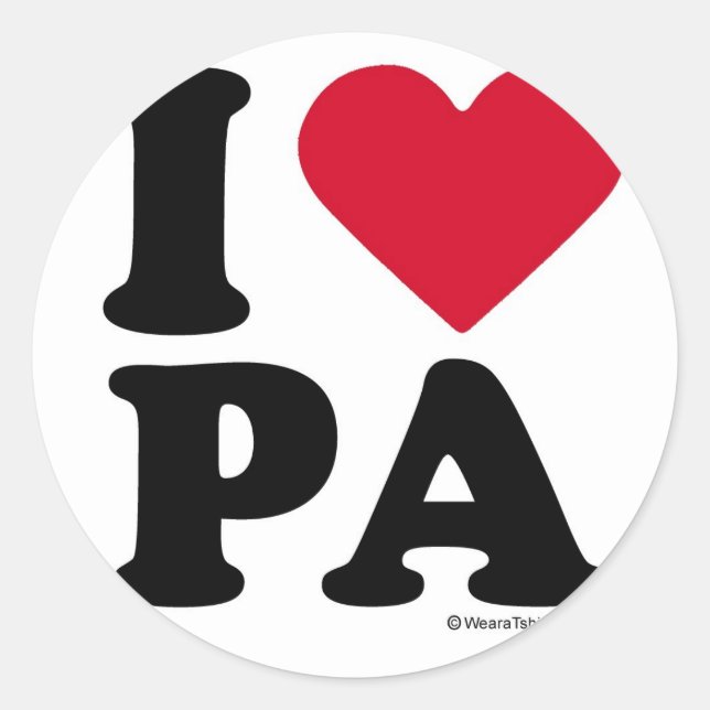 PENNSYLVANIA - "I LOVE PA" "I LOVE PENNSYLVANIA"  CLASSIC ROUND STICKER (Front)