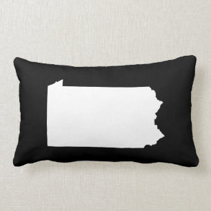 Pennsylvania in White and Black Lumbar Pillow