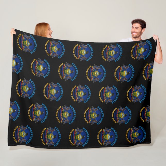 PENNSYLVANIA KEYSTONE STATE FLAG FLEECE BLANKET (In Situ)