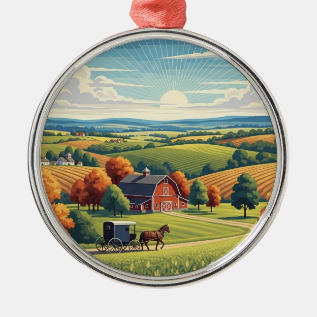 Pennsylvania Lancaster County Travel Metal Ornament (Front)