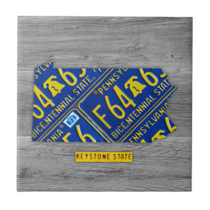 Pennsylvania License Plate Map Ceramic Tile