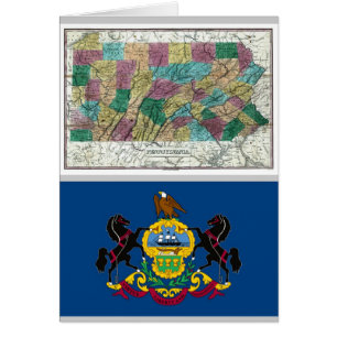 Pennsylvania Map and State Flag