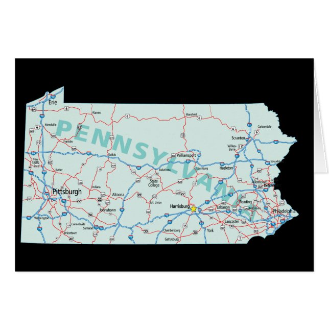 Pennsylvania Map Card (Front Horizontal)