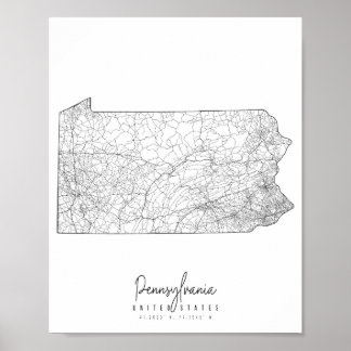Pennsylvania Minimal Street Map Poster