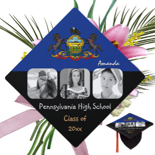 Pennsylvania, Multi Photo hat, Pennsylvania Flag Graduation Cap Topper