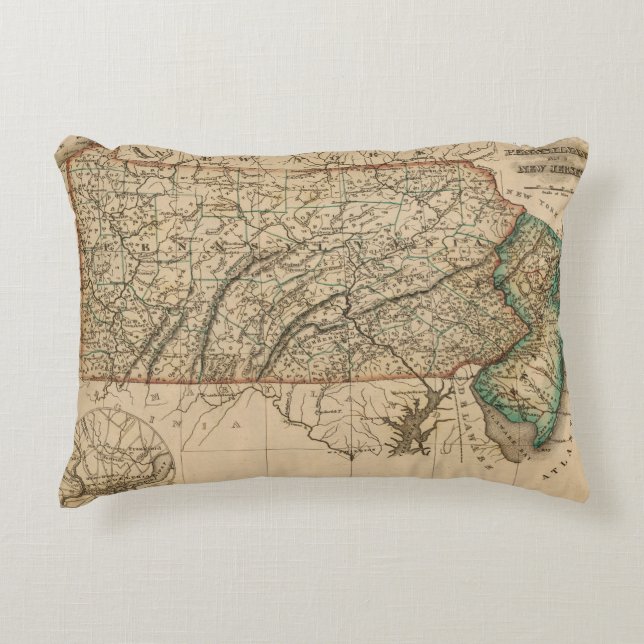 Pennsylvania, New Jersey Decorative Pillow (Front)