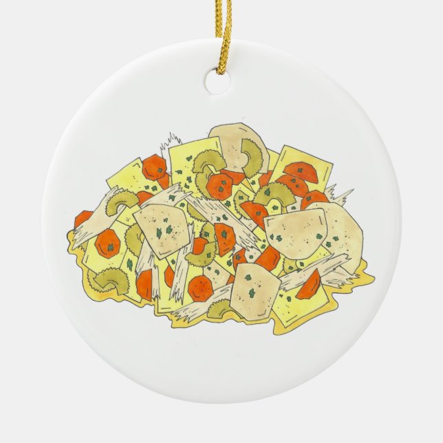 Pennsylvania PA Dutch Amish Food Chicken Pot Pie Ceramic Ornament (Front)