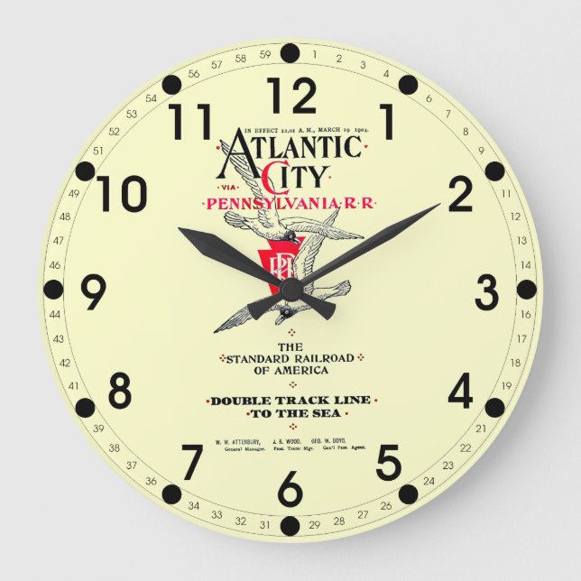 Pennsylvania Railroad Atlantic City Service 1904 Large Clock (Front)