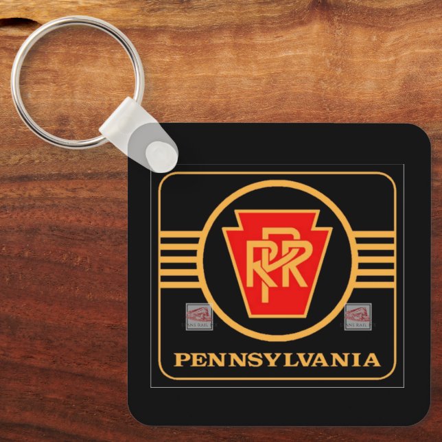 Pennsylvania railroad black and gold logo     keychain (Front)