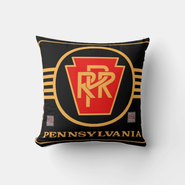 Pennsylvania railroad black and gold logo  throw pillow (Front)