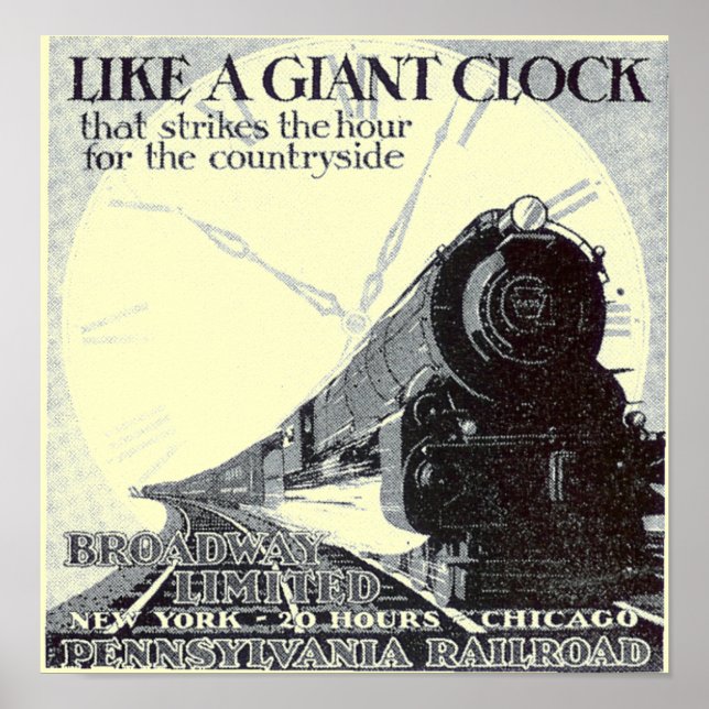 Pennsylvania Railroad Broadway Limited 1929 Poster (Front)