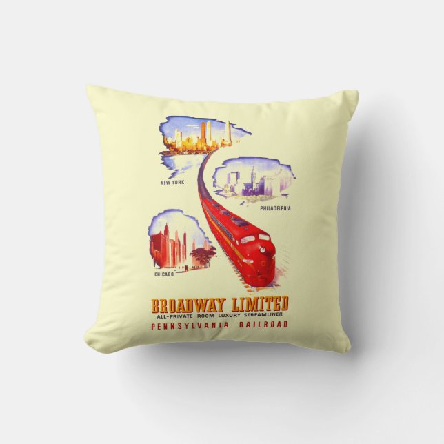 Pennsylvania Railroad Broadway Limited Streamliner Throw Pillow (Front)