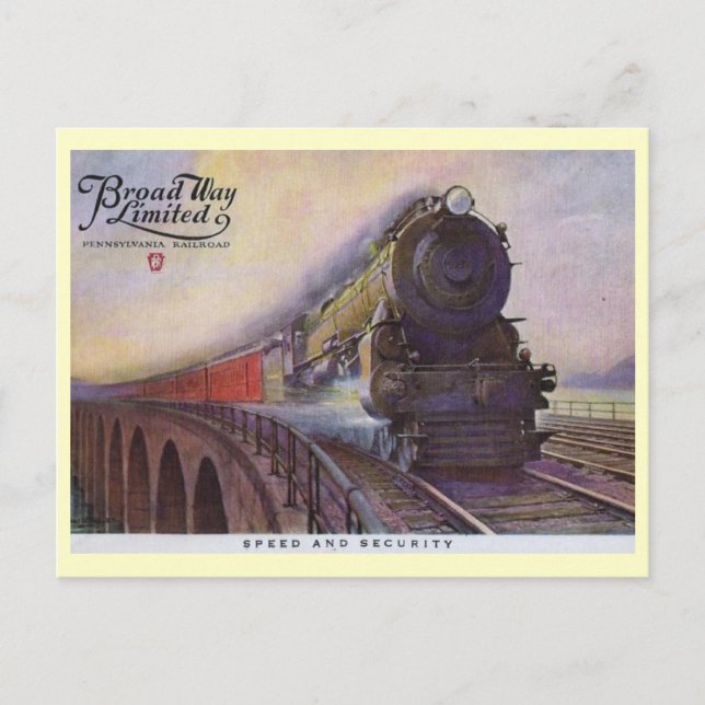 Pennsylvania Railroad Broadway Limited, Vintage Postcard (Front)