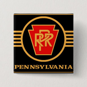 Pennsylvania Railroad Logo, Black & Gold 2 Inch Square Button