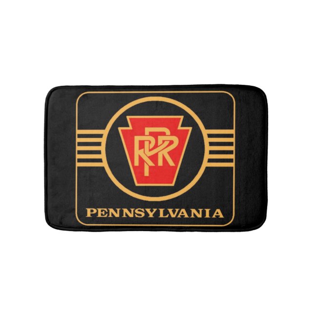 Pennsylvania Railroad Logo, Black & Gold Bath Mat (Front)
