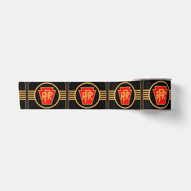 Pennsylvania Railroad Logo, Black & Gold Ribbon Satin Ribbon (Front)