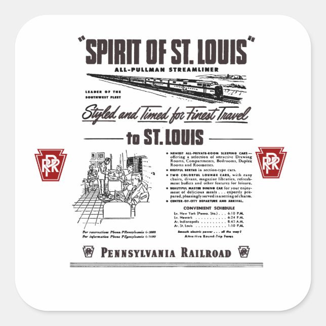 pennsylvania railroad spirit of Saint. louis      Square Sticker (Front)