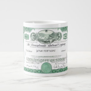 Pennsylvania Railroad Stock Certificate Jumbo Mug