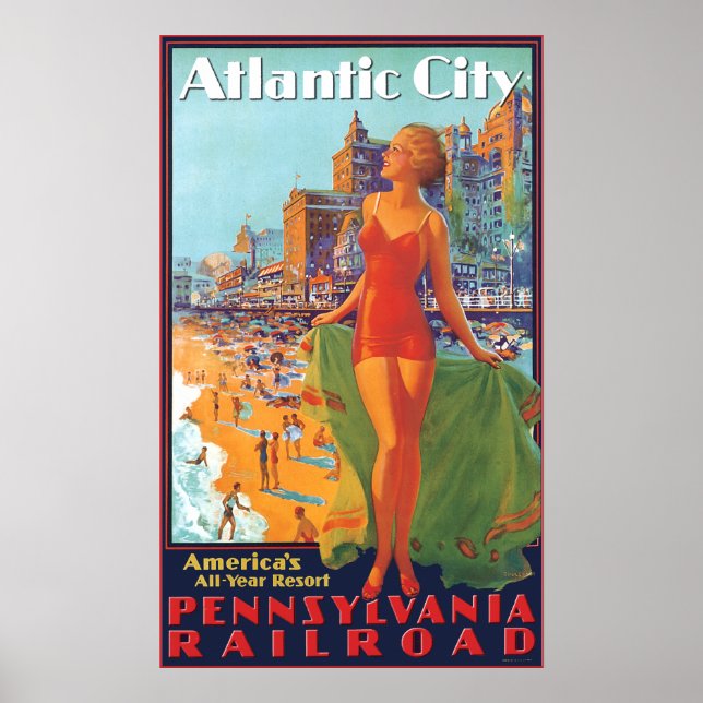 Pennsylvania Railroad to Atlantic City Poster (Front)