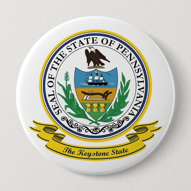Pennsylvania Seal 4 Inch Round Button (Front)
