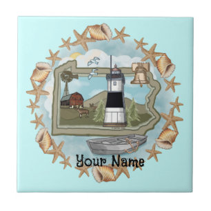 Pennsylvania Shells Lighthouse Tile