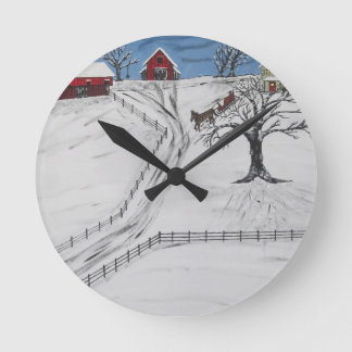 Pennsylvania Sleigh Ride Round Clock