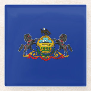 Pennsylvania State Flag Design Decor Glass Coaster