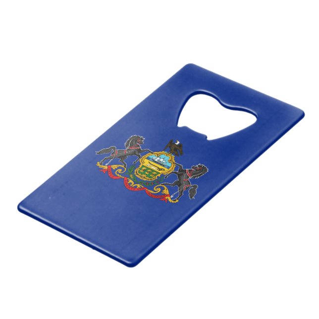 Pennsylvania State Flag Design Wallet Bottle Opener (Back Angled)