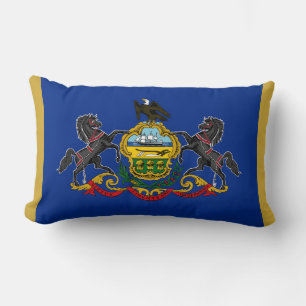 Pennsylvania State Flag Print Patriotic Lumbar Pillow