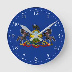 Pennsylvania State Flag Round Clock