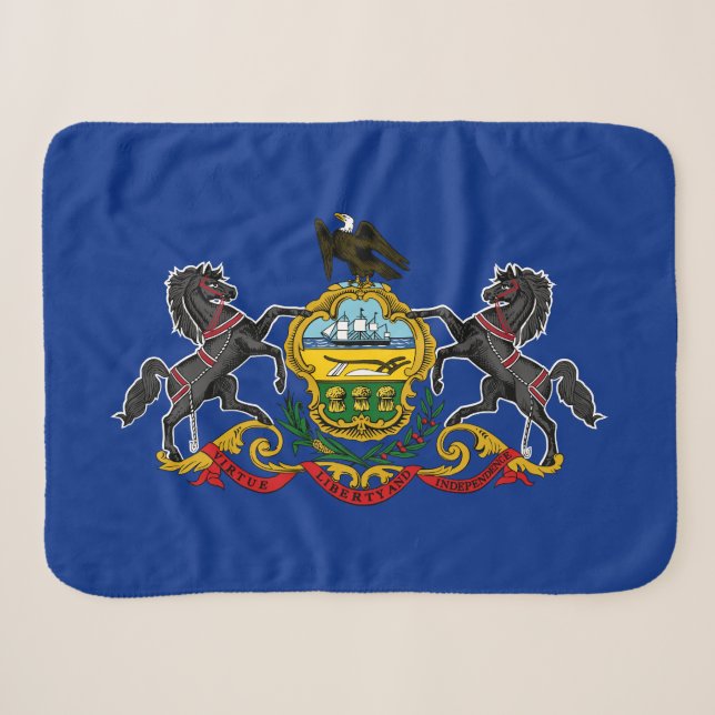 Pennsylvania State Flag Sherpa Blanket (Front (Horizontal))