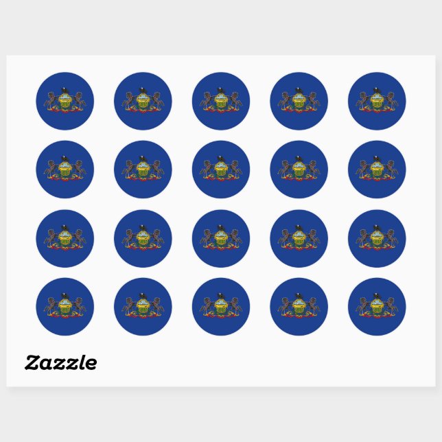 Pennsylvania State Flag USA Classic Round Sticker (Sheet)