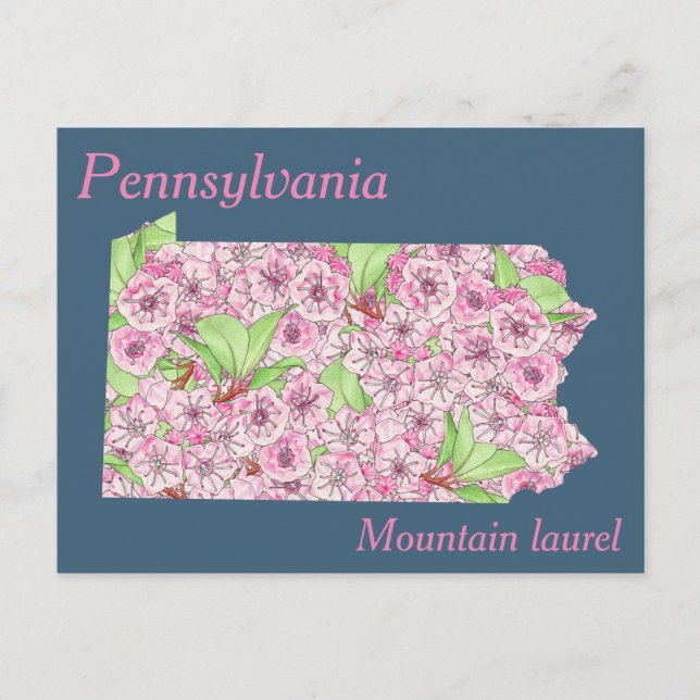 Pennsylvania State Flower Collage Map Postcard (Front)