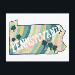 Pennsylvania State Map Illustrated Bold Colourful Postcard<br><div class="desc">Check out this colourful state map drawing.
 
 Visit my shop for more states and more matching items!</div>