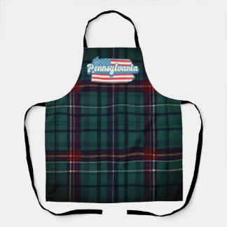 Pennsylvania State Map Illustrated with usa flag Apron