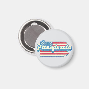 Pennsylvania State Map Illustrated with usa flag Magnet