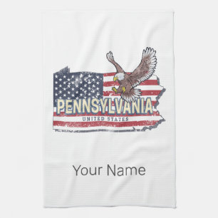 Pennsylvania State Map United States Vintage USA Kitchen Towel