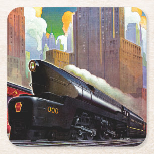 Pennsylvania Train by Unknown Square Paper Coaster