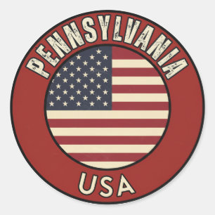 Pennsylvania United States of America Classic Round Sticker