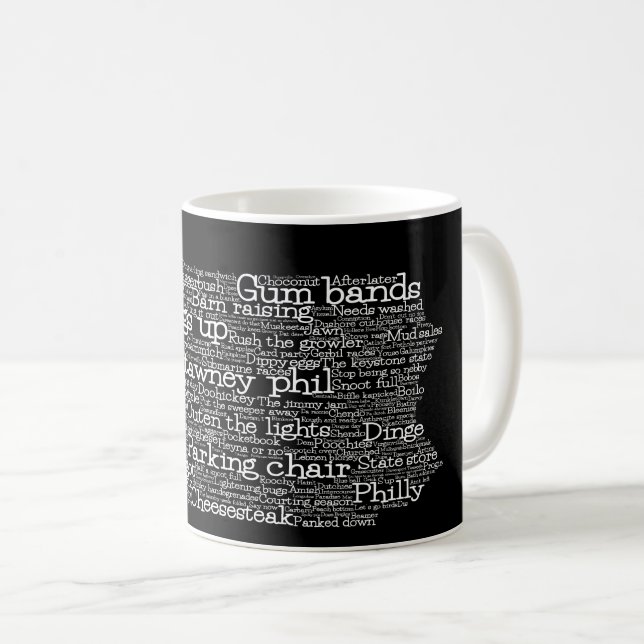 Pennsylvania USA Slang Word Art Map Coffee Mug (Front Right)