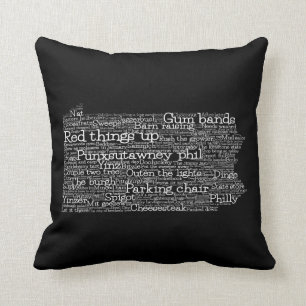 Pennsylvania USA Slang Word Art Map Throw Pillow
