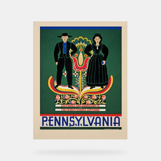 Pennsylvania, vintage travel poster, acrylic sign (Front)