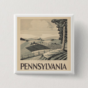 Pennsylvania - Vintage WPA Poster - Farm and Field 2 Inch Square Button